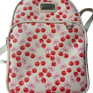 Madden Girl White Backpack with Red Cherry Print
